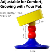 KUTKUT Ceramic Elevated Raised Cat & Small Dogs Bowl, Cat Food Dish with Stand, 3 Height Adjustable Raised Dog Bowl Stand for Small Dogs Cats,Adjusts to 4.69",5.98",7.28"(Capacity:350ml, Blue Yellow)
